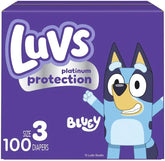 Luvs Size 3 Baby Diapers, Platinum Protection Bluey Diapers for Day & Night,Size 3 (16-28 lb), 100 Count