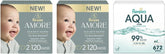 Pampers Amore Diapers Size 2, 2 x 120 Count, with Pampers Aqua Pure Water Based Baby Wipes 12X Flip-Top Packs (672 Count)