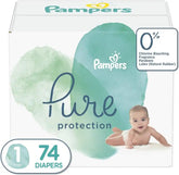 Pampers Diapers Newborn/Size 1 (8-14 lb), Pure Protection Disposable Baby Diapers, Hypoallergenic and Unscented Protection, Super Pack (Old Version), Size 1, 74 Count | Newborn/8-14 lb, Hypoallergenic, Unscented, Super Pack