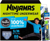 Pampers Ninjamas + Oral-B Toothbrush, Nighttime Training Pants Boys, 88 Count, Size S/M & Oral-B Kids Power Kid's Toothbrush, Avengers