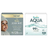 Pampers Amore Diapers Size 0, 128 Count, with Pampers Aqua Pure Water Based Baby Wipes 6X Flip-Top Packs (336 Count)