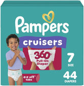 Pampers Diapers - Cruisers 360 - Size 7, 44 Count, Babyproof up to 100% Leakproof Pull-On Diaper