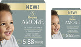 Pampers Amore Diapers Size 5, 2 x 88 Count, with Pampers Aqua Pure Water Based Baby Wipes 12X Flip-Top Packs (672 Count)