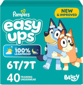 Easy Ups Girls & Boys Potty Training Pants, Size 8 (6T7T), 40 Count, Bluey Absorbent Training Underwear, Up to 100% Leakproof Day and Night, Hypoallergenic (Packaging May Vary)