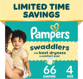 Pampers Swaddlers Diapers, Size 4 (15-34 lbs), 66 Count, Fragrance Free, Hypoallergenic, Absorbent, Pediatrician Recommended, Skin Safe