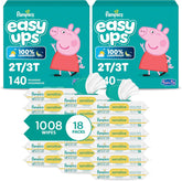 Pampers Easy Ups Pull On Training Underwear Girls, 2T-3T, 2 Month Supply (2 x 140 Count) with Sensitive Water Based Baby Wipes 12X Multi Pack Pop-Top and Refill (1008 Count)