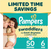 Pampers Swaddlers Diapers, Size 6 (23-44 lbs), 50 Count, Hypoallergenic, Absorbent, Keeps Baby Dry and Comfortable, Skin Safe Disposable Baby Diaper