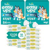 Pampers Easy Ups Pull On Training Underwear Boys, 5T-6T, 2 Month Supply (2 x 84 Count) with Sensitive Water Based Baby Wipes 12X Multi Pack Pop-Top and Refill (1008 Count)
