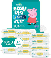 Pampers Easy Ups Pull On Training Pants Peppa Pig, 4T-5T, One Month Supply (104 Count) with Sensitive Water Based Baby Wipes 12 Flip-Top Packs (1008 Wipes Total)