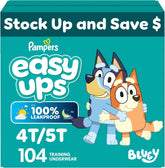 Pampers Training Pants - Easy Ups Boys & Girls Bluey - Size 4T-5T, 104 Count, Children's Potty Underwear (Packaging May Vary)