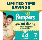 Pampers Swaddlers Diapers, Size 7 (26-50 lbs), 44 Count, Fragrance Free, Hypoallergenic, Absorbent, Pediatrician Recommended, Skin Safe