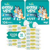 Pampers Easy Ups Pull On Training Underwear Boys, 4T-5T, 2 Month Supply (2 x 104 Count) with Sensitive Water Based Baby Wipes 12X Multi Pack Pop-Top and Refill (1008 Count)