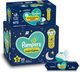 Overnight Diapers Size 5, 50 Count and Baby Wipes - Pampers Swaddlers Overnights Disposable Baby Diapers and Sweet Dreams Wipes, 12X Pop-Top (672 Count)