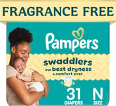 Pampers Swaddlers Diapers, Size 0 (up to 10 lbs), 31 Count, Absorbent, Keeps Baby Dry and Comfortable, Pediatrician Recommended Skin Safe Disposable Baby Diaper