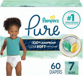 Pampers Baby Diapers - Pure Protection - Size 7, 60 Count, for up to 100% Leakproof, Premium Skin Protection