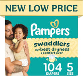 Pampers Swaddlers Diapers, Size 5 (20-37 lbs), 104 Count, Hypoallergenic, Absorbent, Keeps Baby Dry and Comfortable, Skin Safe Disposable Baby Diaper