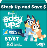 Pampers Training Pants - Easy Ups Boys & Girls Bluey - Size 5T-6T, 84 Count, Children's Potty Underwear (Packaging May Vary)