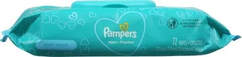 Pampers Baby Wipes, Complete Clean Baby Fresh Scented Wipe, Gently Cleans Head to Toe, 72 Total (1 Flip-Top Packs) (Pack of 8)