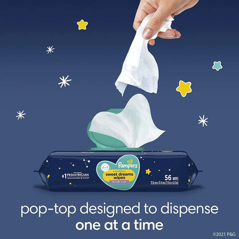 Overnight Diapers Size 4, 58 Count and Baby Wipes - Pampers Swaddlers Overnights Disposable Baby Diapers and Sweet Dreams Wipes, 12X Pop-Top (672 Count)
