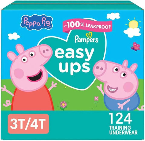 Pampers Easy Ups Training Underwear Peppa Pig Size 5 3T-4T, 124 Count (Packaging May Vary)
