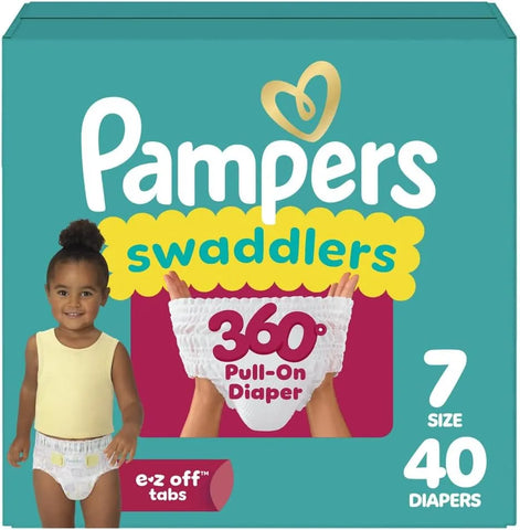 Pampers Swaddlers 360 Pull-On Diapers, Size 7, 40 Count for up to 100% Leakproof Skin Protection and Easy Changes