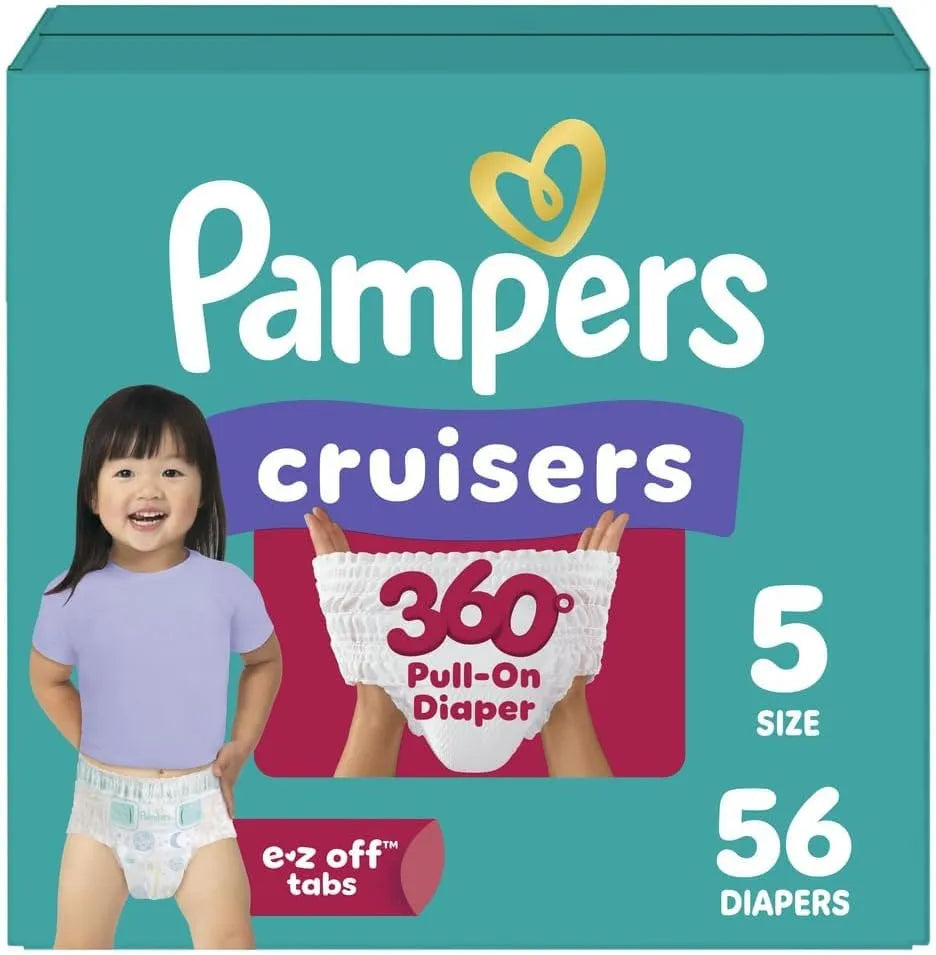 Pampers Diapers - Cruisers 360 - Size 5, 56 Count, Babyproof up to 100% Leakproof Pull-On Diaper