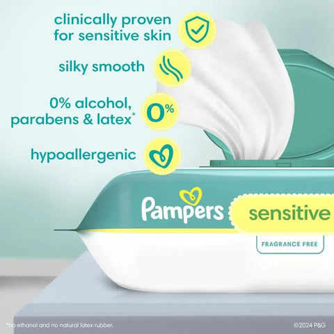 Pampers Baby Dry Disposable Baby Diapers Starter Kit, Sizes 1 (252 Count) & 2 (234 Count), with Sensitive Water Based Baby Wipes 12 Flip-Top Packs (1008 Wipes Total)