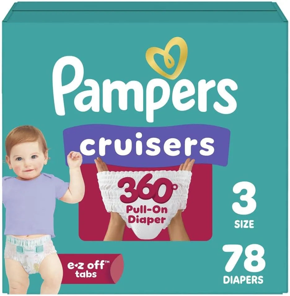 Pampers Diapers - Cruisers 360 - Size 3, 78 Count, Babyproof up to 100% Leakproof Pull-On Diaper