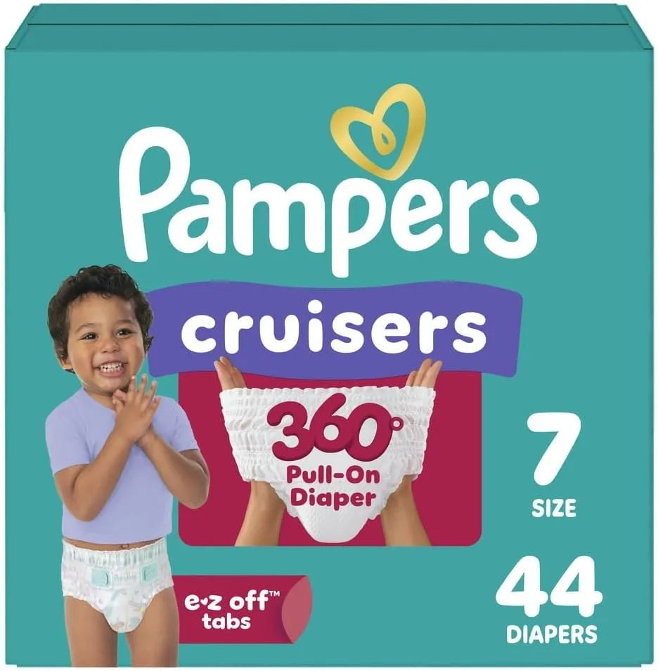 Pampers Diapers - Cruisers 360 - Size 7, 44 Count, Babyproof up to 100% Leakproof Pull-On Diaper