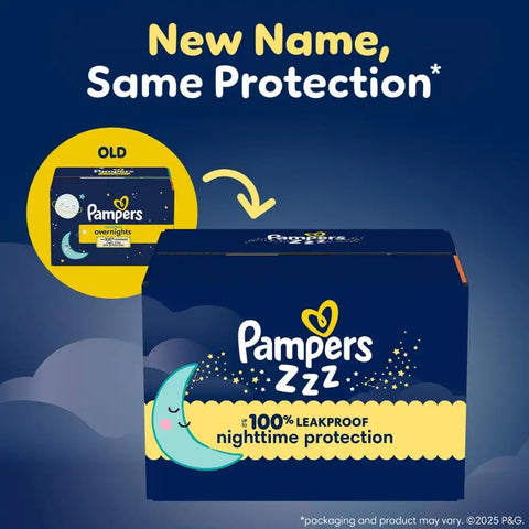 Pampers ZZZ Overnight Diapers, Size 6 (35+ lbs), 72 Count, Nighttime Protection Disposable Baby Diaper, Night Time Leak and Skin Protection