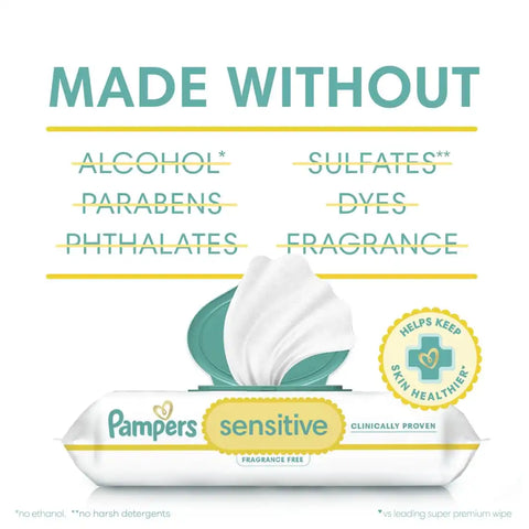 Pampers Amore Diapers Size 0, 128 Count, with Pampers Sensitive Water Based Baby Wipes 4X Flip-Top Packs (336 Count) [Packaging May Vary]