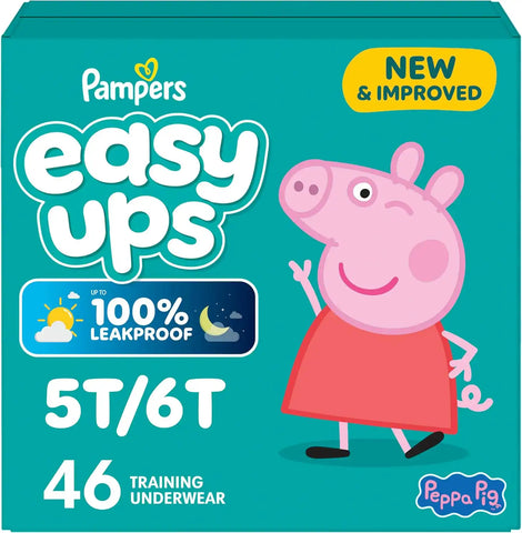 Easy Ups Girls & Boys Potty Training Pants, Size 7 (5T6T), 46 Count, Bluey Absorbent Training Underwear, Up to 100% Leakproof Day and Night, Hypoallergenic