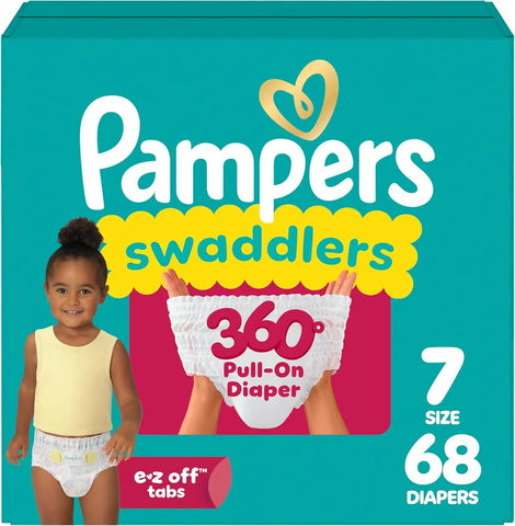 Pampers Swaddlers 360 Pull-On Diapers, Size 7, 68 Count for up to 100% Leakproof Skin Protection and Easy Changes