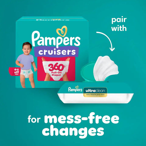 Pampers Diapers - Cruisers 360 - Size 5, 56 Count, Babyproof up to 100% Leakproof Pull-On Diaper