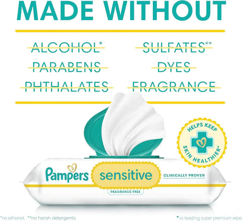 Pampers Pull On Cruisers 360° Fit Disposable Baby Diapers Size 7, 2 Months Supply (2 x 88 Count) with Sensitive Water Based Baby Wipes 12X Multi Pack Pop-Top and Refill (1008 Count)