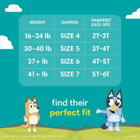 Pampers Training Pants Boys & Girls 5T-6T | Bluey Design | Easy Pull Up & Down | For Potty Training | 15 Count, Pack of 4