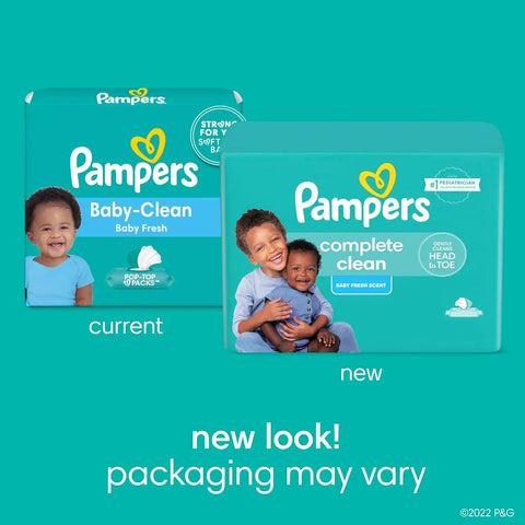 Pampers Baby Wipes, Complete Clean Baby Fresh Scented Wipe, Gently Cleans Head to Toe, 72 Total (1 Flip-Top Packs) (Pack of 8)
