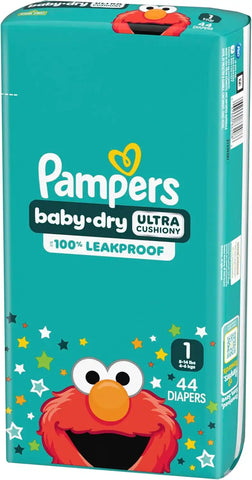 Pampers Diapers - Baby Dry - Size 1, 44 Count, Absorbent Disposable Infant Diaper (Packaging May Vary)