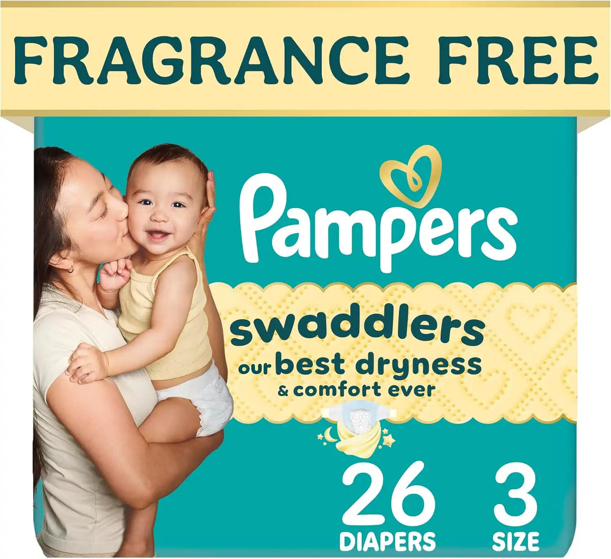 Pampers Swaddlers Diapers, Size 3 (13-26 lbs), 26 Count, Fragrance Free, Hypoallergenic, Absorbent, Pediatrician Recommended, Skin Safe