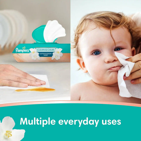 Pampers Wipes, Clean & Calm, Cotton Blossom Scent, 118 Wipes Total (3x Pop-Top Packs)