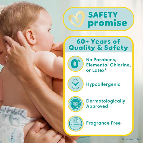 Pampers Pure Baby Diapers, Size 2 (12-18 lbs), 186, Up to 100% Leakproof, Premium Hypoallergenic Soft Diapers