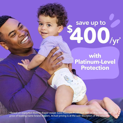 Luvs Size 1 Baby Diapers, Platinum Protection Bluey Diapers for Day & Night,Size 1 (8-14 lbs), 294 Count