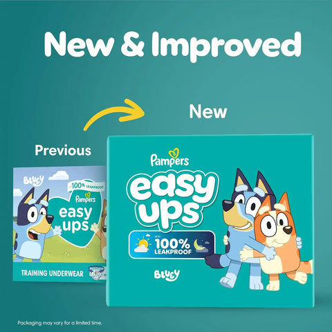 Easy Ups Girls & Boys Potty Training Pants, Size 8 (6T7T), 40 Count, Bluey Absorbent Training Underwear, Up to 100% Leakproof Day and Night, Hypoallergenic (Packaging May Vary)