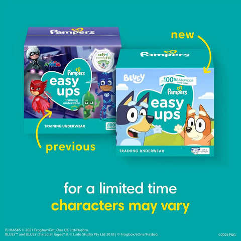 Pampers Training Pants Boys & Girls 5T-6T | Bluey Design | Easy Pull Up & Down | For Potty Training | 15 Count, Pack of 4