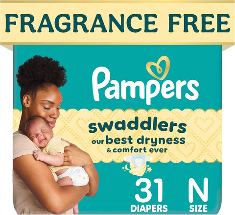 Pampers Swaddlers Diapers, Size 0 (up to 10 lbs), 31 Count, Absorbent, Keeps Baby Dry and Comfortable, Pediatrician Recommended Skin Safe Disposable Baby Diaper