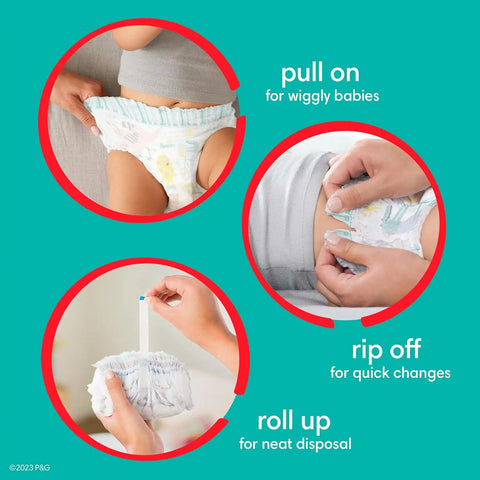 Pampers Pull On Cruisers 360° Fit Disposable Baby Diapers Size 6, 2 Months Supply (2 x 104 Count) with Sensitive Water Based Baby Wipes 12X Multi Pack Pop-Top and Refill (1008 Count)