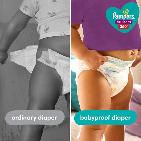 Diapers Size 3, 168 Count and Baby Wipes - Pampers Pull On Cruisers 360° Fit Baby Diapers with Stretchy Waistband, ONE MONTH SUPPLY with Sensitive Wipes, 6X Pop-Tops, 336 Count (Packaging May Vary)