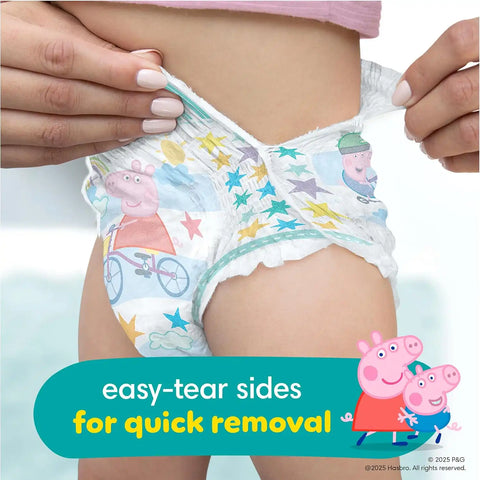 Pampers Easy Ups Pull On Training Pants Peppa Pig, 3T-4T, One Month Supply (124 Count) with Sensitive Water Based Baby Wipes 4X Pop-Top Packs (336 Count)