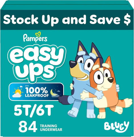 Pampers Training Pants - Easy Ups Boys & Girls Bluey - Size 5T-6T, 84 Count, Children's Potty Underwear (Packaging May Vary)