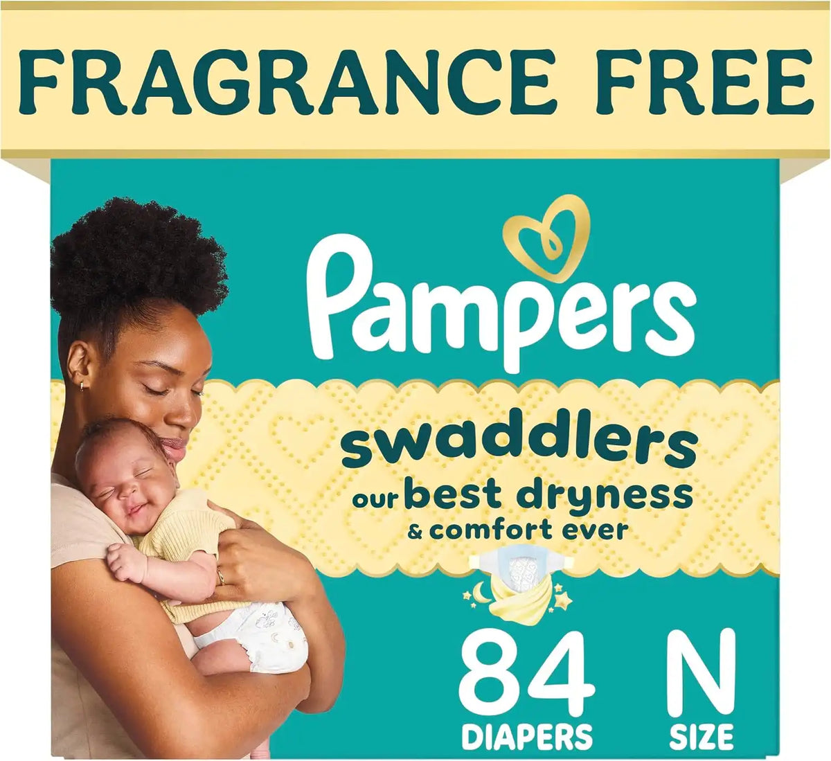 Pampers Swaddlers Newborn Diapers, Size Newborn (10 lbs), 84 Count, Fragrance Free, Hypoallergenic, Absorbent, Pediatrician Recommended, Skin Safe